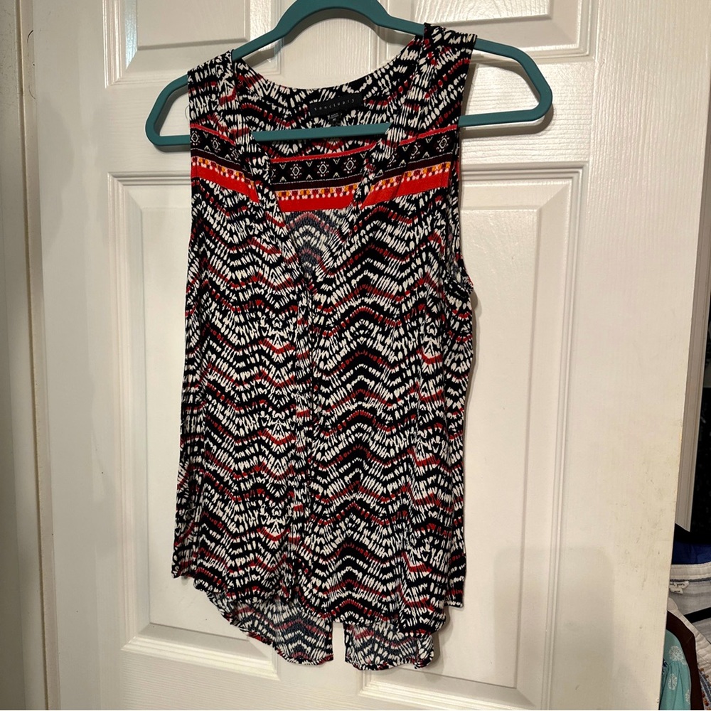 Sanctuary M Womens Tank Top Shirt  sleeveless button split Vneck vibrant Rayon